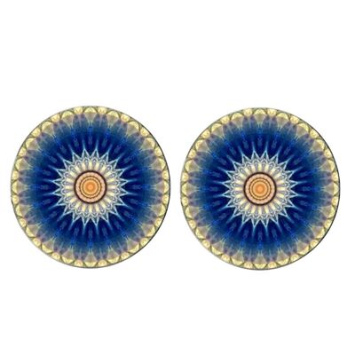 Flower Spray Cufflinks  -Blue and White