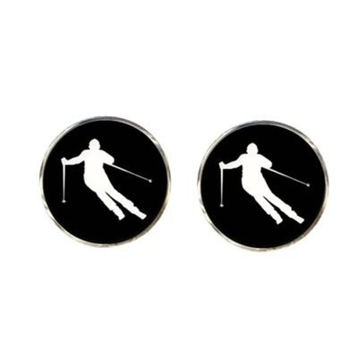 Skier Cufflinks - Black and White