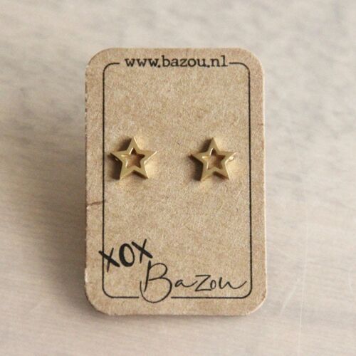 Stainless steel ear studs open star - goldcolor