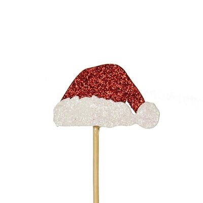 Topper per cupcake con cappello di Babbo Natale glitterato