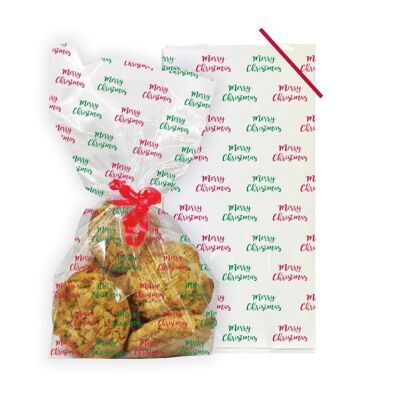 Merry Christmas Cello Bags With Twist Ties