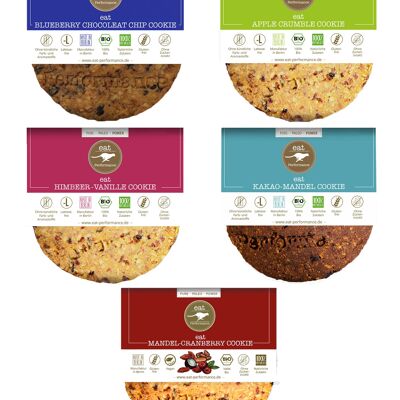 eat Performance® Mixed Cookie Box (5x 40g) - Bio, Paleo, Glutenfreie Kekse Aus 100% natürliche Zutaten