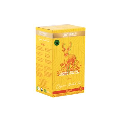 SARISTI Digest Organic Herbal Tea Blend, Box 20 Single Wrapped tea bags