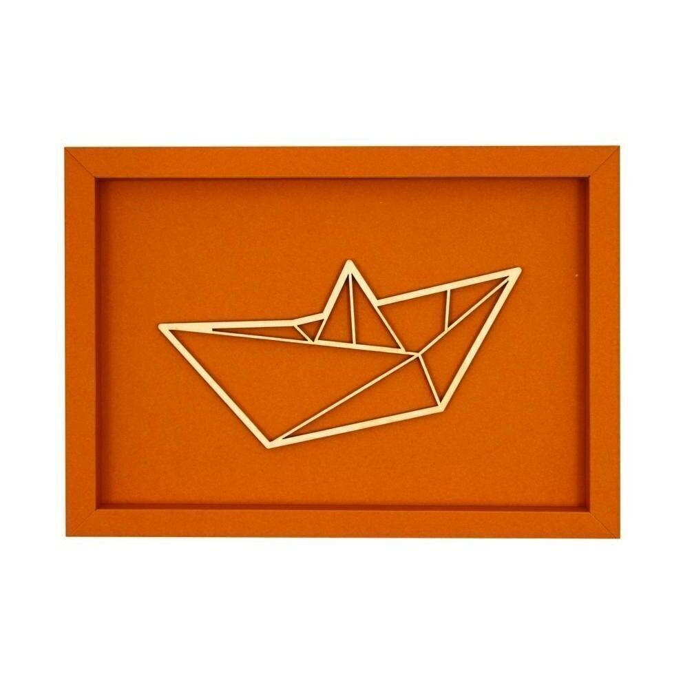 Barca - cartolina illustrata con scritta in legno