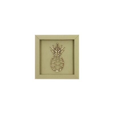 Ananas - cartolina magnetica con scritta in legno