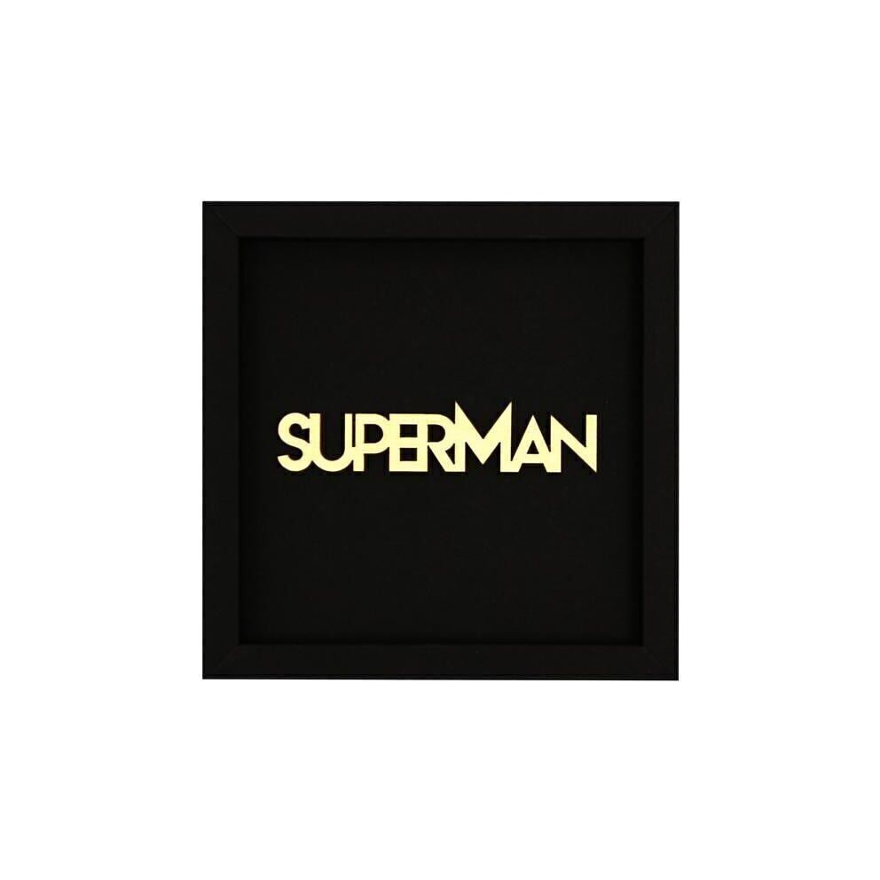 Superman - cartolina illustrata con scritta in legno