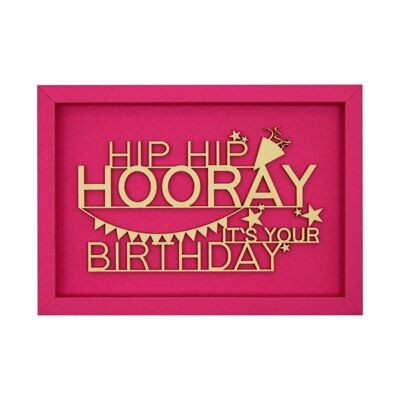 Hip hip hourra - carte photo d'anniversaire lettrage en bois