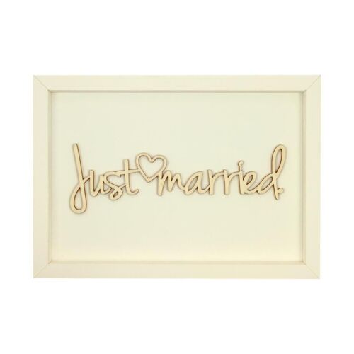 Just married - Hochzeit Bild Karte Holzschriftzug Magnet