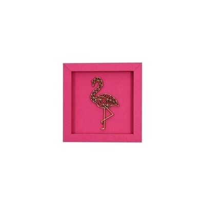 Flamingo - Bild Karte Holzschriftzug Magnet