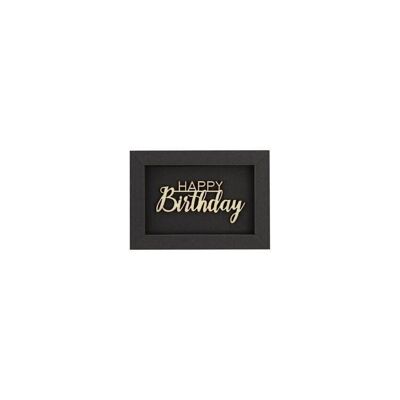 Buon Compleanno - Biglietto illustrato di compleanno con scritta magnetica in legno