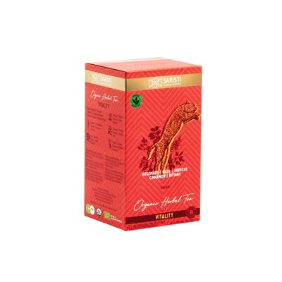 SARISTI Vitality Organic Herbal Tea Blend, Box 20 Single Wrapped tea bags