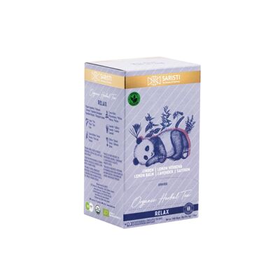 SARISTI Relax Organic Herbal Tea Blend, Box 20 Single Wrapped tea bags