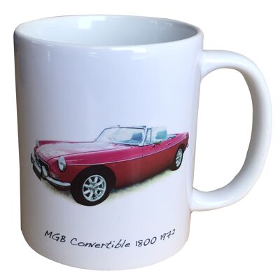 MGB Convertible 1800 1972 - 11oz Printed Ceramic Souvenir Mug