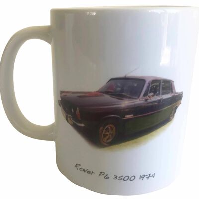 Rover 3500 P6 1974 (Black) - 11oz Printed Ceramic Souvenir Mug