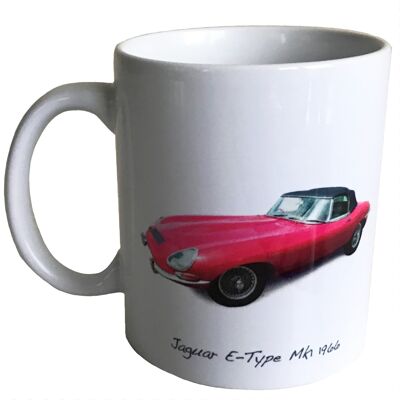 Jaguar E-Type Mk1 1966 (Red) - 11oz Printed Ceramic Mug