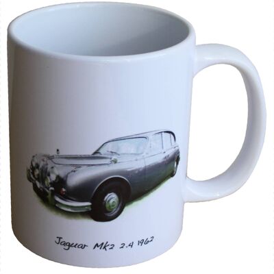 Jaguar Mk2 2.4 1962 (Grey) - 11oz Printed Ceramic Mug