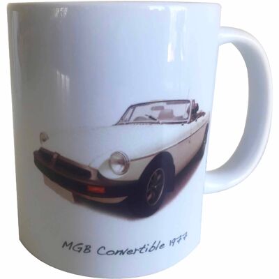 MGB Convertible 1977 (White) - 11oz Printed Ceramic Souvenir Mug