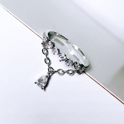 Chain Drop Ring Silver (Adjustable)