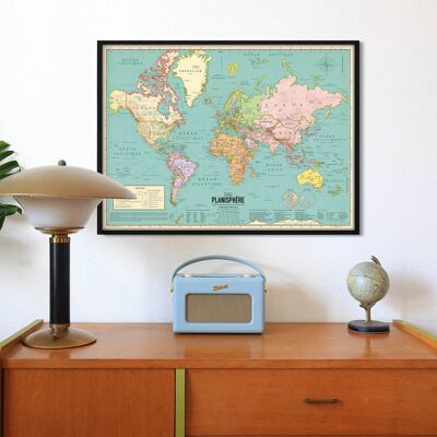 2021 world map poster, vintage style