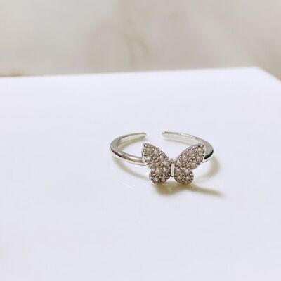 Bling Butterfly Ring SILVER (Adjustable)