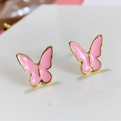 Mini Love Butterfly earrings in Pink