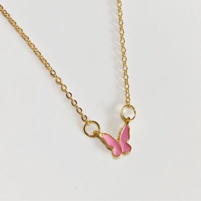 Mini love Butterfly Necklace in Pink