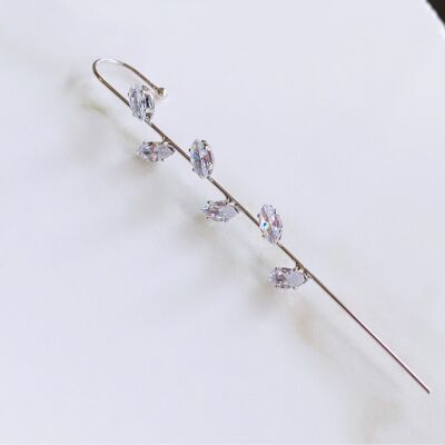 Earpin Cuff con foglia argento