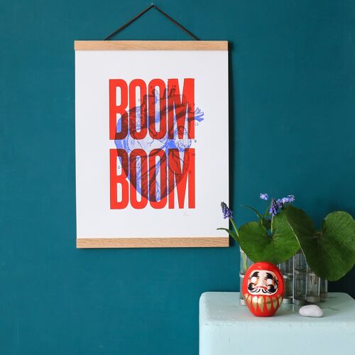 Affiche Boom Boom Rouge sérigrahiée et signée 30x 40 cm