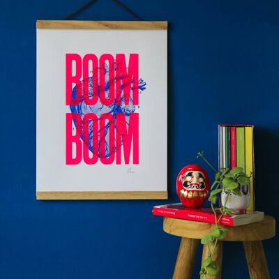 Boom Boom Neonrosa serigraphiertes und signiertes 30 x 40 cm großes Poster
