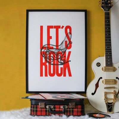 Poster Let's Rock 50 x 70 cm - Serigrafia firmata