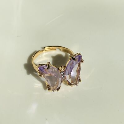 Glass Butterfly Ring (ADJUSTABLE) - Purple