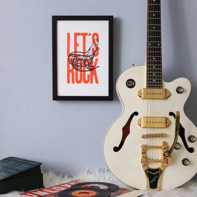 Let's Rock A4 Poster - Letterpress