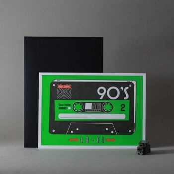 Carte letterpress Cassette K7 Mixtape Lo fi 90's 2