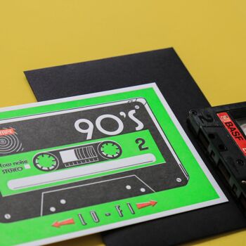 Carte letterpress Cassette K7 Mixtape Lo fi 90's 4