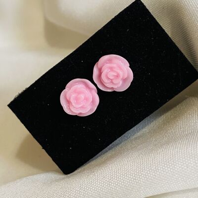Pink Floral Stud Earrings