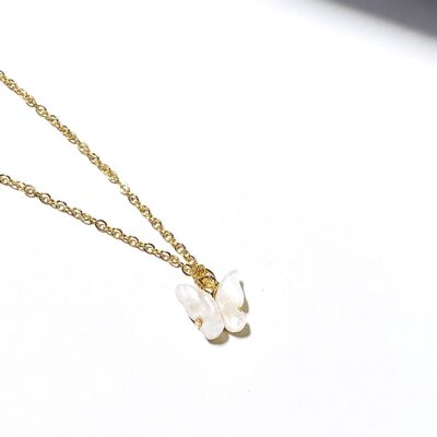 White Butterfly Necklace