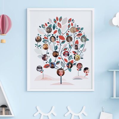 Pre-Cut Family Tree Poster - Celadon Blue