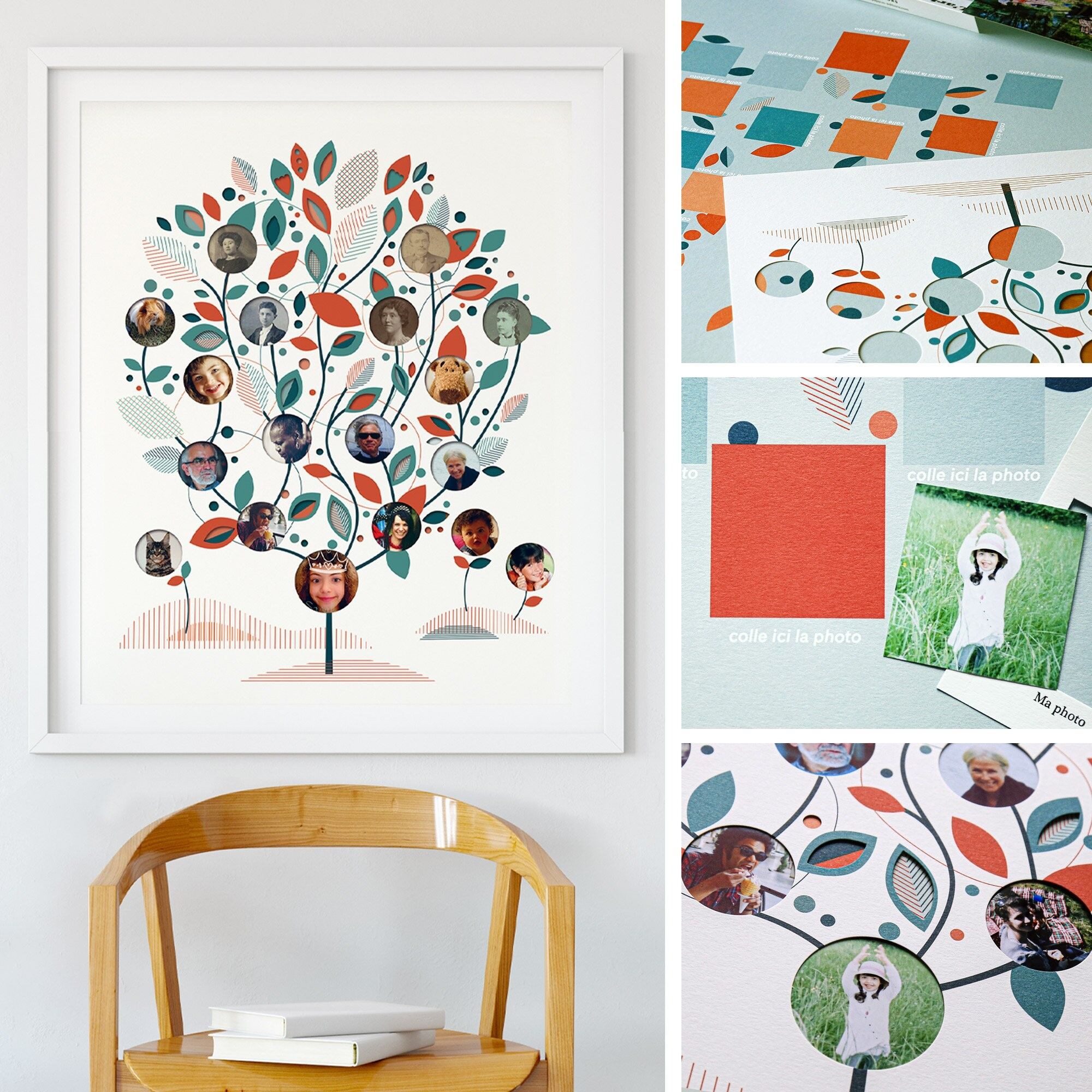 Poster di albero genealogico pretagliato - Celadon Blue