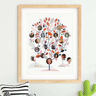 Pre-cut family tree poster - Powder pink