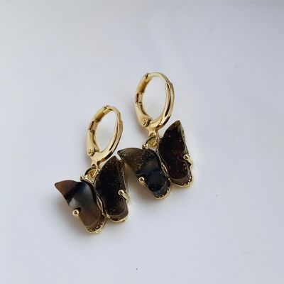 Butterfly earrings - Glittery Brown