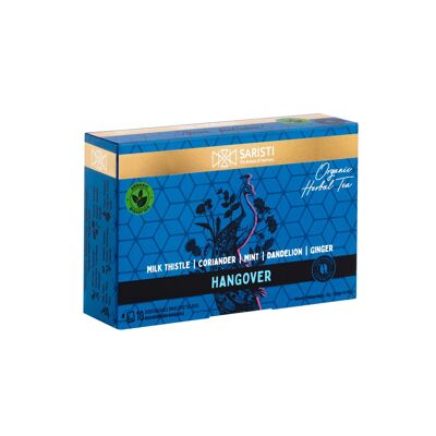 SARISTI Hangover Organic Herbal Tea Blend , Box 10 Single Wrapped tea bags