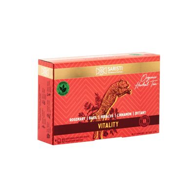SARISTI Vitality Organic Herbal Tea Blend, Box 10 Single Wrapped tea bags