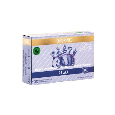 SARISTI Relax Organic Herbal Tea Blend, Box 10 Single Wrapped tea bags