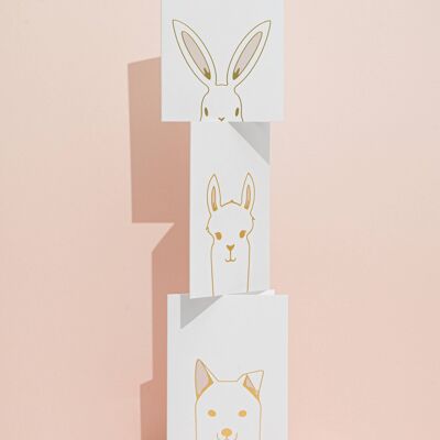 Set of 6 - Foil Printed Animal Greeting Cards__