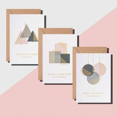 Set of 6 - Foil Printed Holiday Cards__