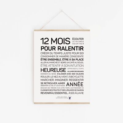 12 Months Greeting Poster, Slow Down - A3