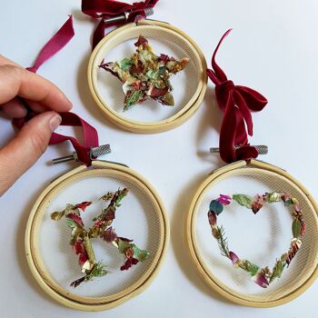 Ensemble de 3 Mini Kit d'artisanat de boules de fleurs séchées à cerceau floral éternel - Noël 3