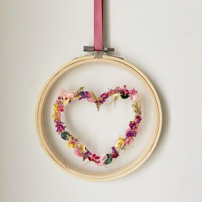 Kit per creare cerchi di fiori secchi floreali eterni a forma di cuore