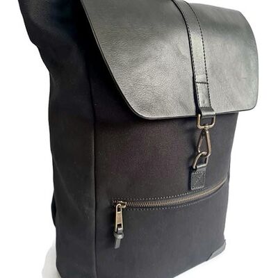 Handcrafted Classic Full-Grain Leather & Organic Canvas Satchel Backpack