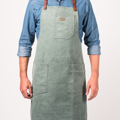 Green Apron No.325 Neck strap & ties (Universal size) Green